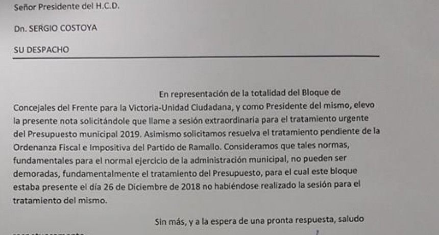 Concejales del F.p.V. piden sesión extraordinaria