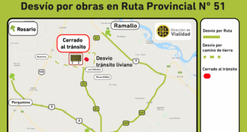 Ruta 51 cortada por reparación