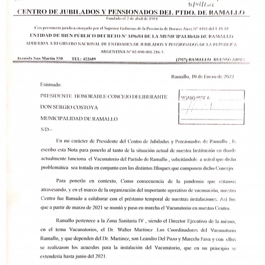 El Centro de Jubilados pidió por el pago de los servicios