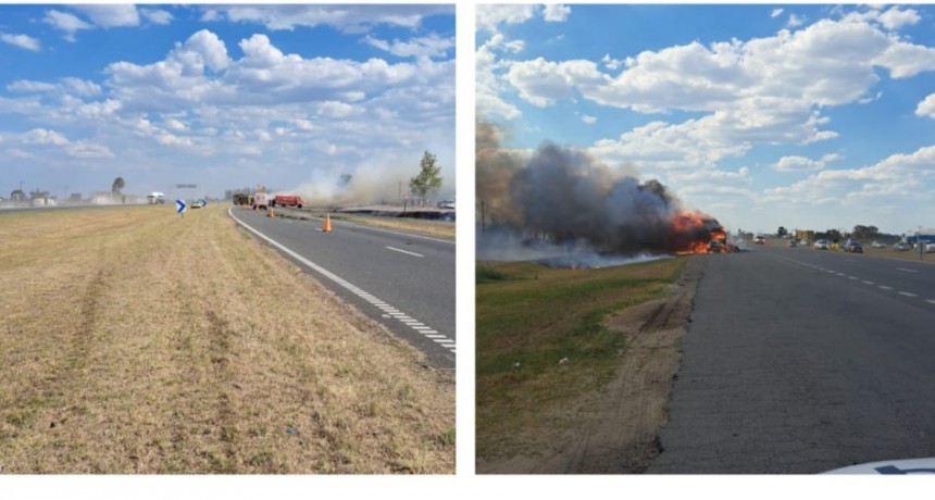 Se incendió un camión que circulaba por ruta 9