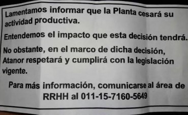 Cerró Atanor en Baradero