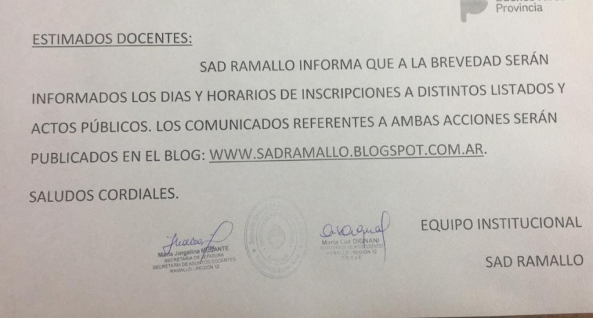 Información importante para docentes