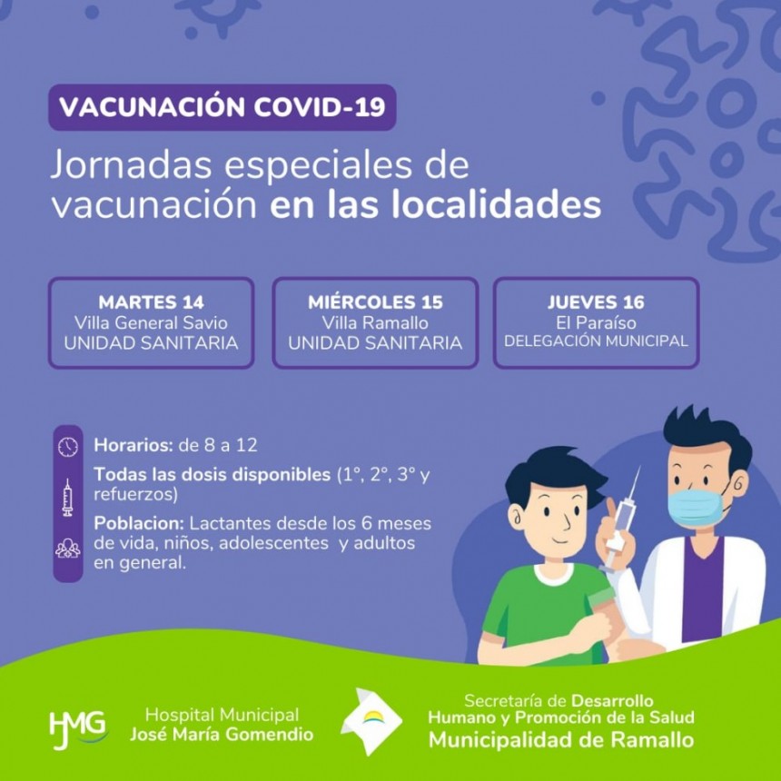 Jornadas especiales de vacunación en las localidades