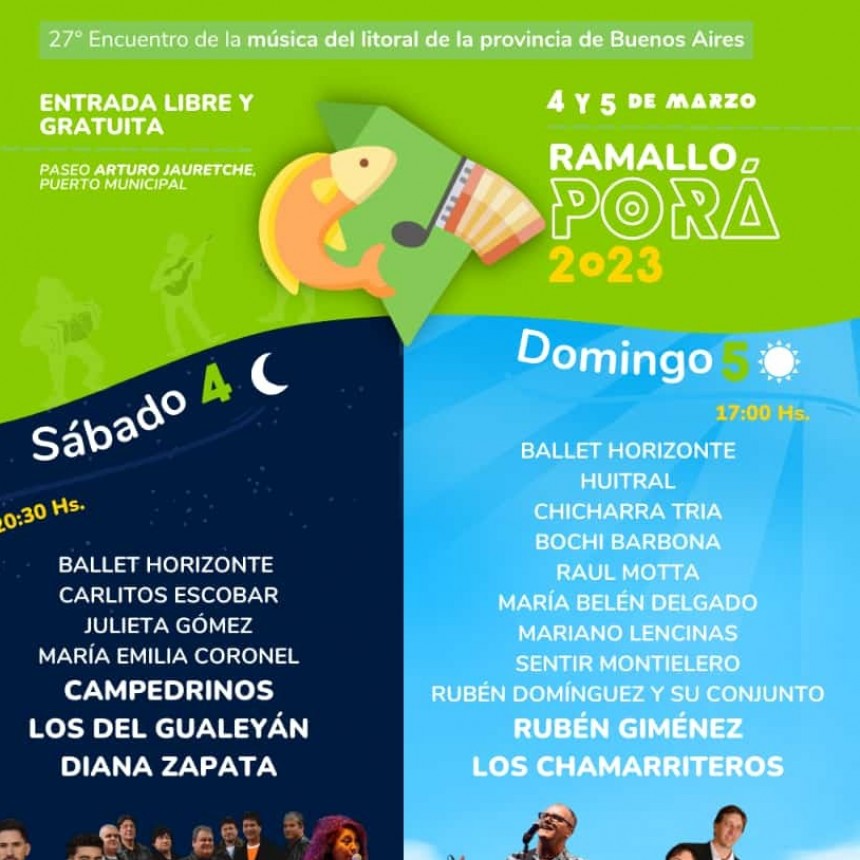 Ramallo Porá: Se viene el 27° encuentro de la música del litoral de la provincia de Buenos Aires. 