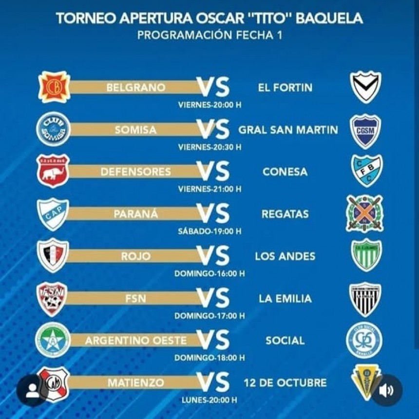 Liga Nicoleña de Fútbol: Programación de la primera fecha