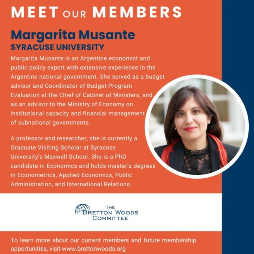 De Ramallo al mundo: Margarita Musante se incorpor&oacute; al Comit&eacute; de Bretton Woods