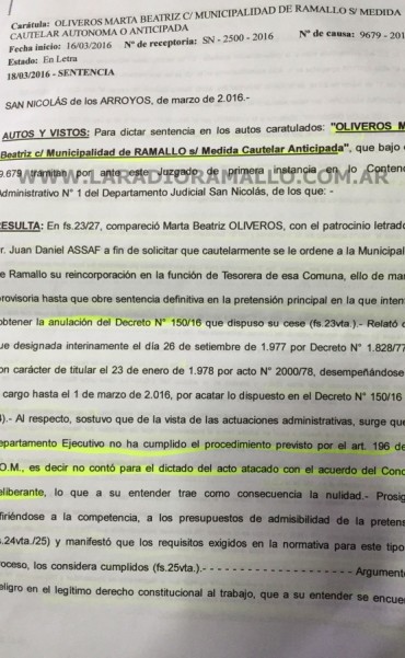 Exclusivo:La justicia ordena restituir a Oliveros