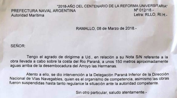 Suspenden las obras en la boca del arroyo