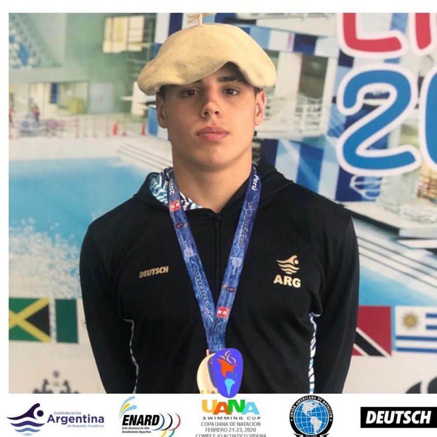 Dos medallas de Oro y una de Plata para Francisco Butti en el Nacional de Natación
