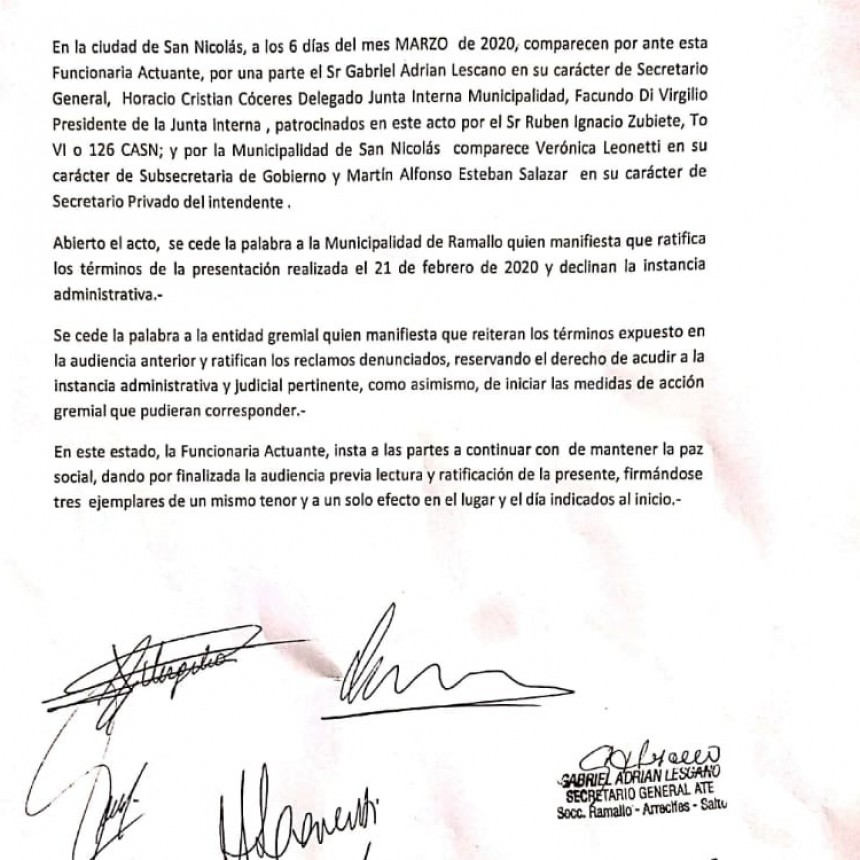 Lescano “Llevaremos adelante acciones administrativas y gremiales