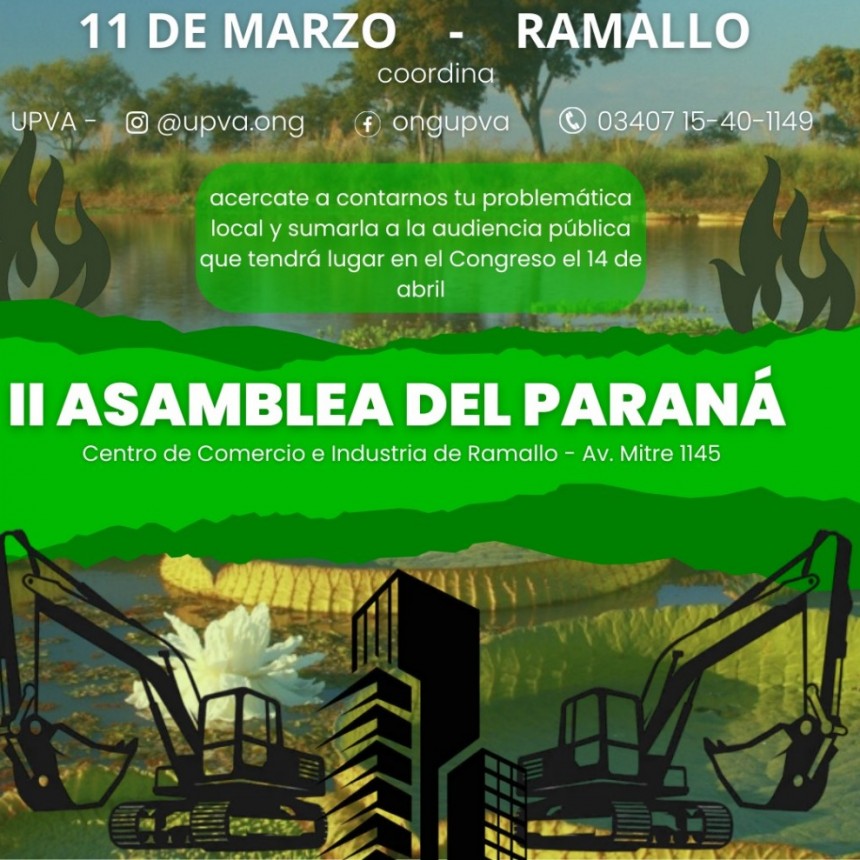 Se realiza la asamblea del Paraná coordinada por la ONG Unidos por la Vida y el Medio Ambiente