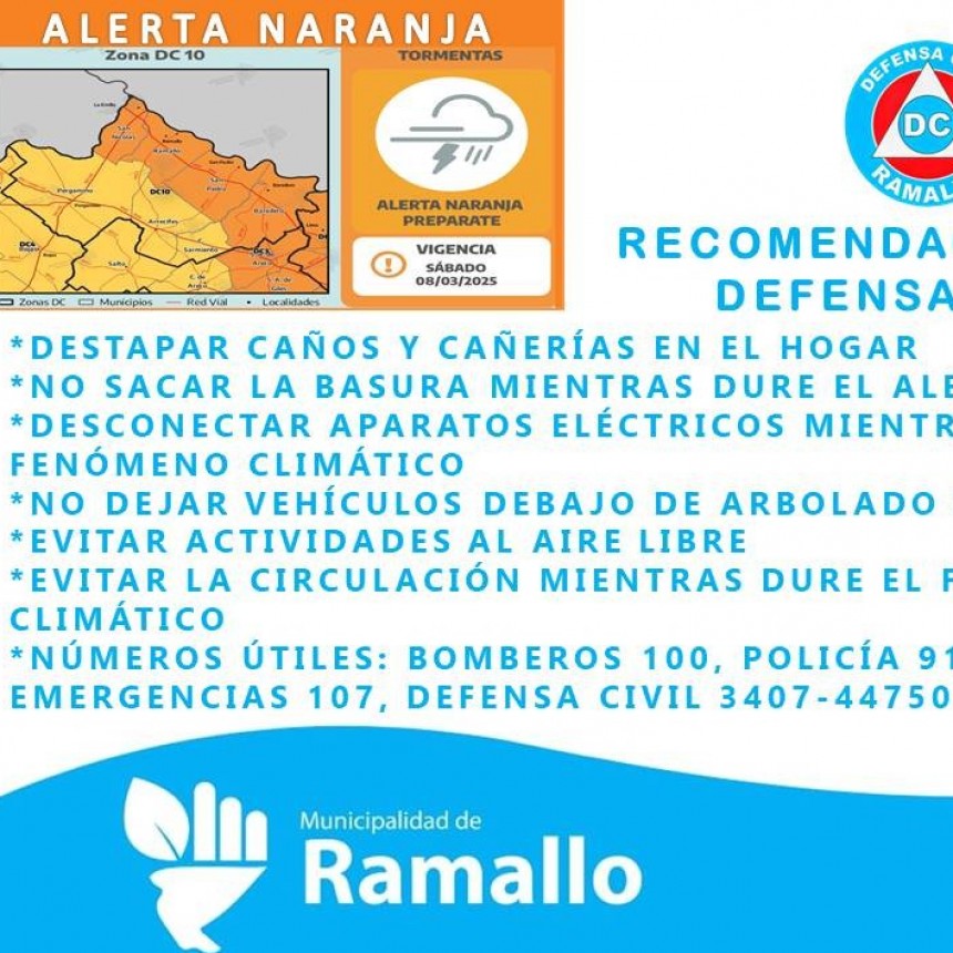 Alerta Naranja en Ramallo: intensas tormentas y recomendaciones de prevención