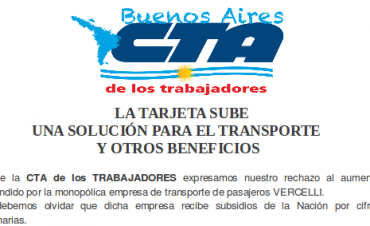 Comunicado de la CTA: Aumento de Boleto y Tarjeta SUBE?