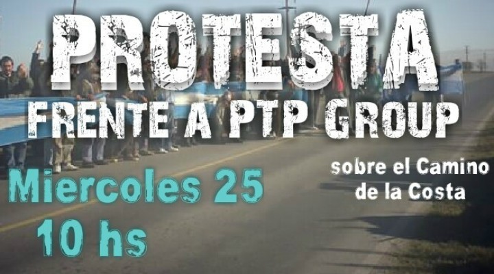 Protesta en rechazo al nuevo COUT frente a la empresa PTP Group