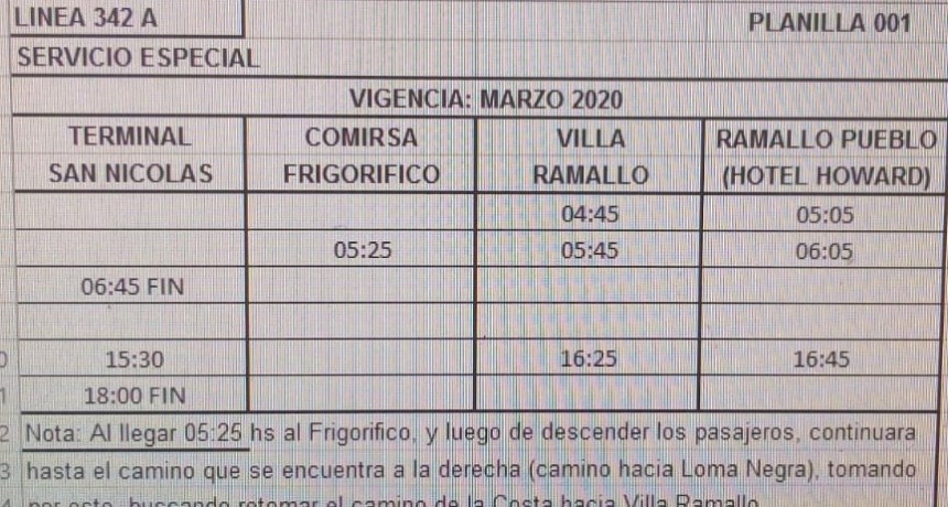 Servicio de transporte reducido entre Ramallo y San Nicolás