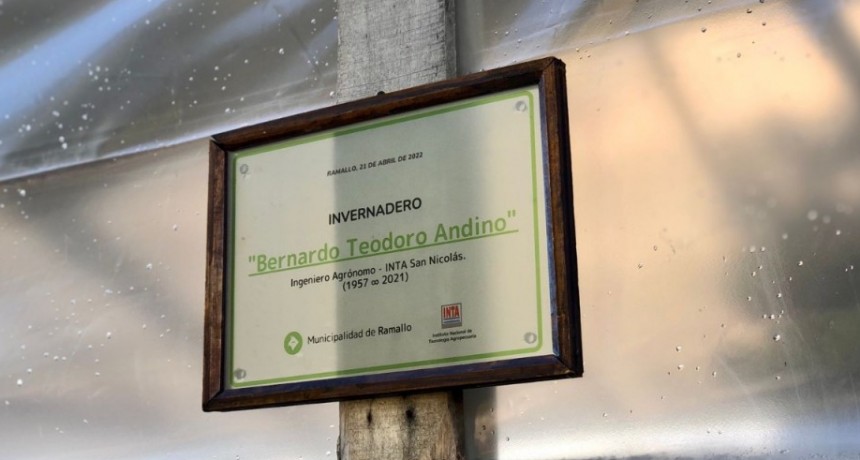 Se inauguró el invernadero municipal “Bernardo Teodoro Andino” en homenaje al Ingeniero Agrónomo de INTA San Nicolás