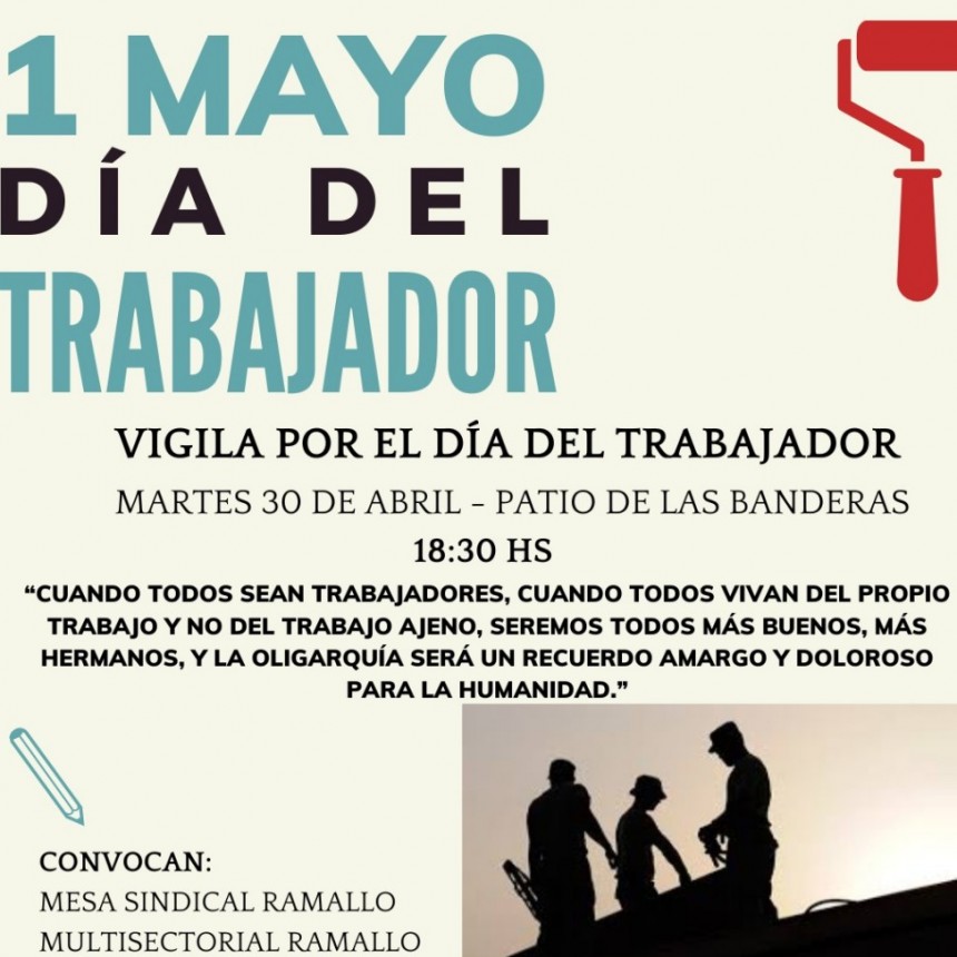 Convocan a una vigilia en Ramallo en vísperas del 1° de Mayo