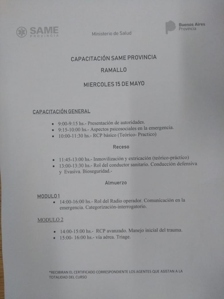 Same: mañana se realiza la capacitación