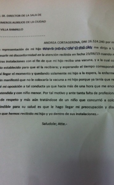 Mala atención en la sala de primeros auxilios de Villa Ramallo