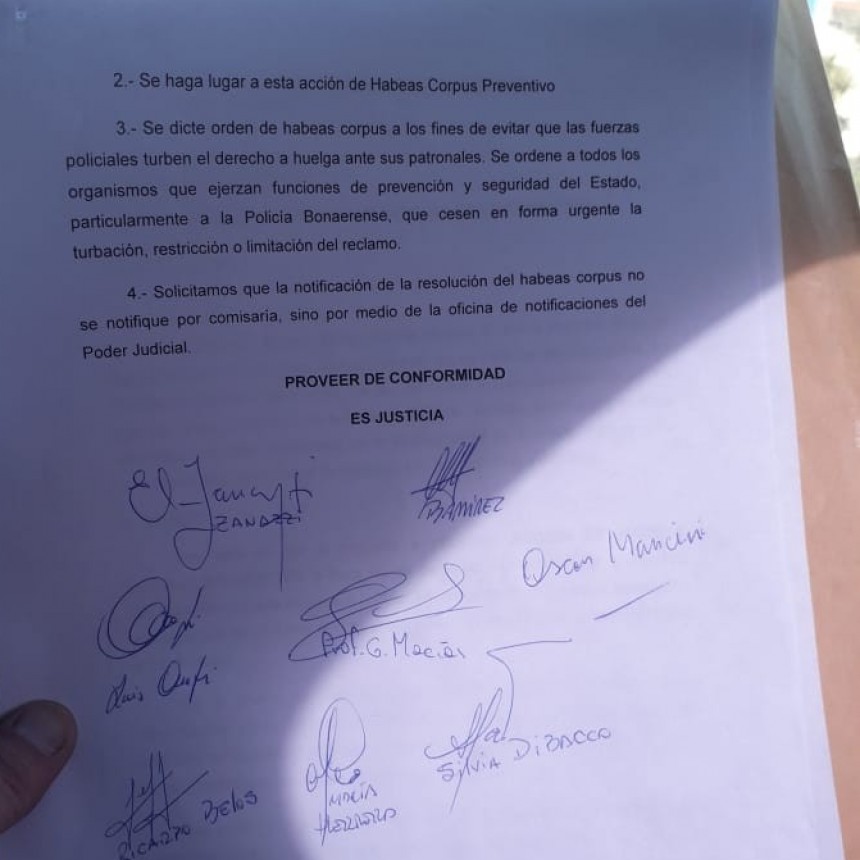 Zanazzi 'Presentamos un Hábeas Corpus para que abstengan de reprimir'