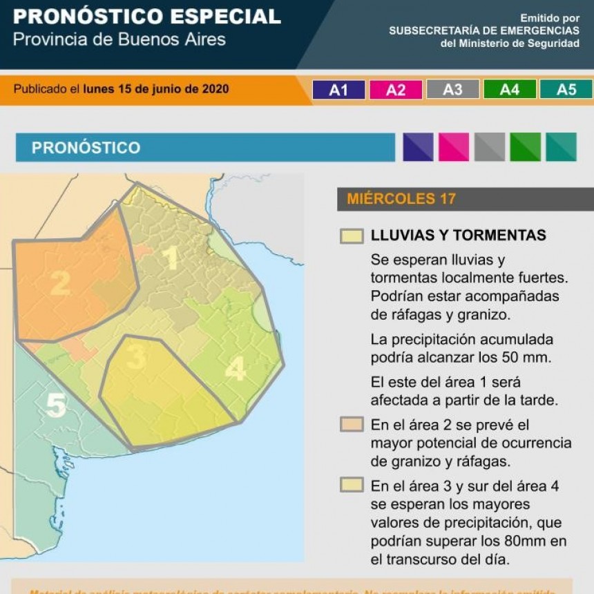 Alerta meteorológico n° 1 para norte de la provincia de Buenos Aaires, ciudad autónoma de Buenos Aires y Río de la Plata  por vientos intensos con ráfagas.