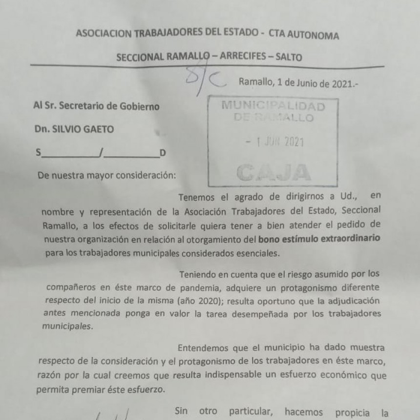 ATE pidió un bono extraordinario