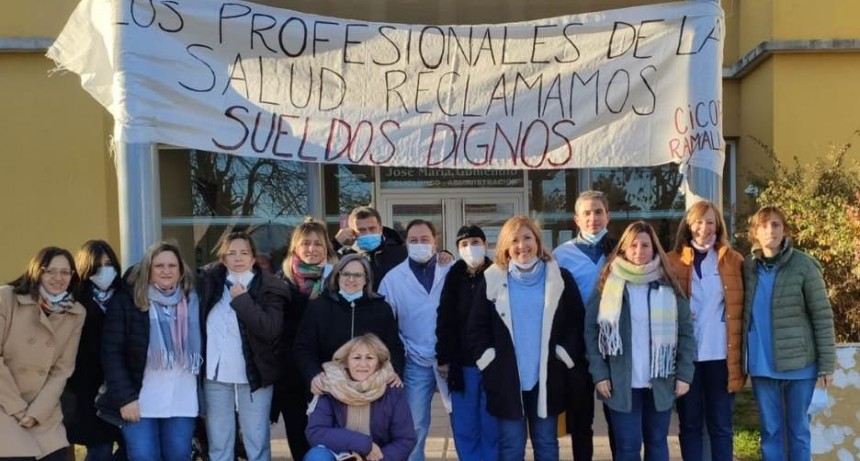 Dirigentes provinciales de CICOP estuvieron en Ramallo, el paro continúa