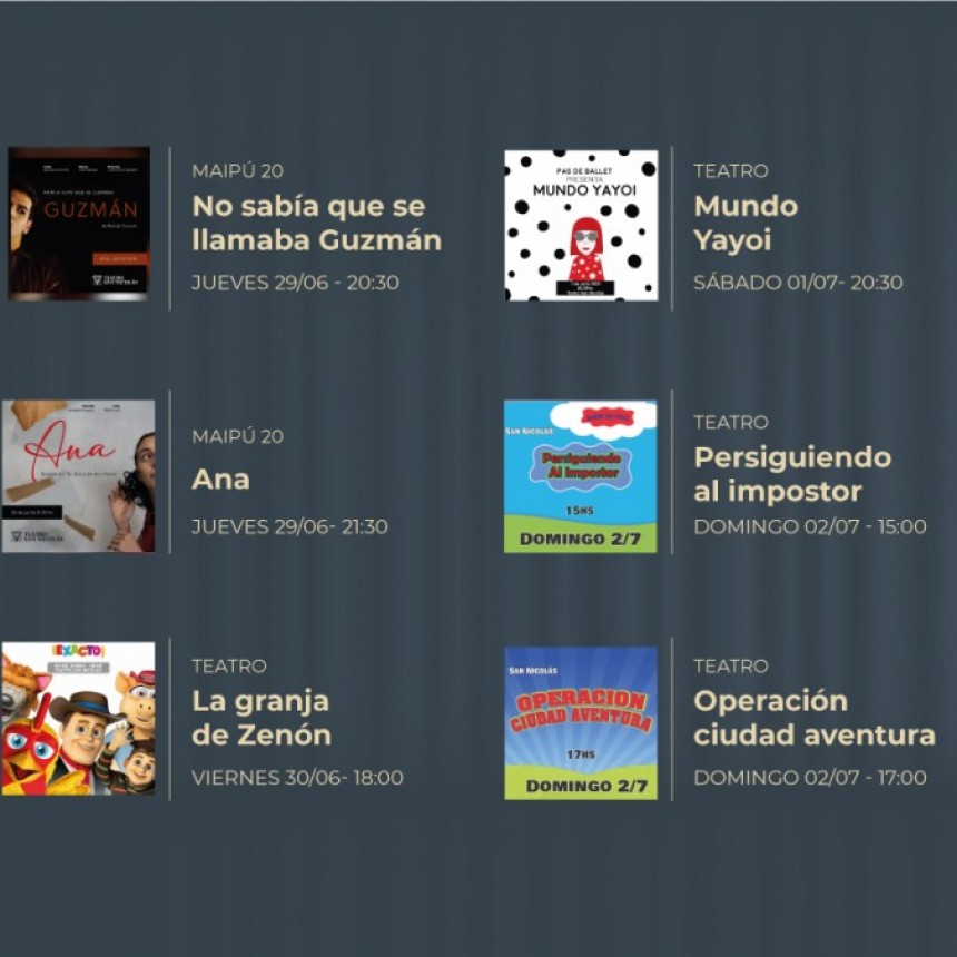 San Nicolás te invita a descubrir emocionantes opciones para el fin de semana en el Teatro 