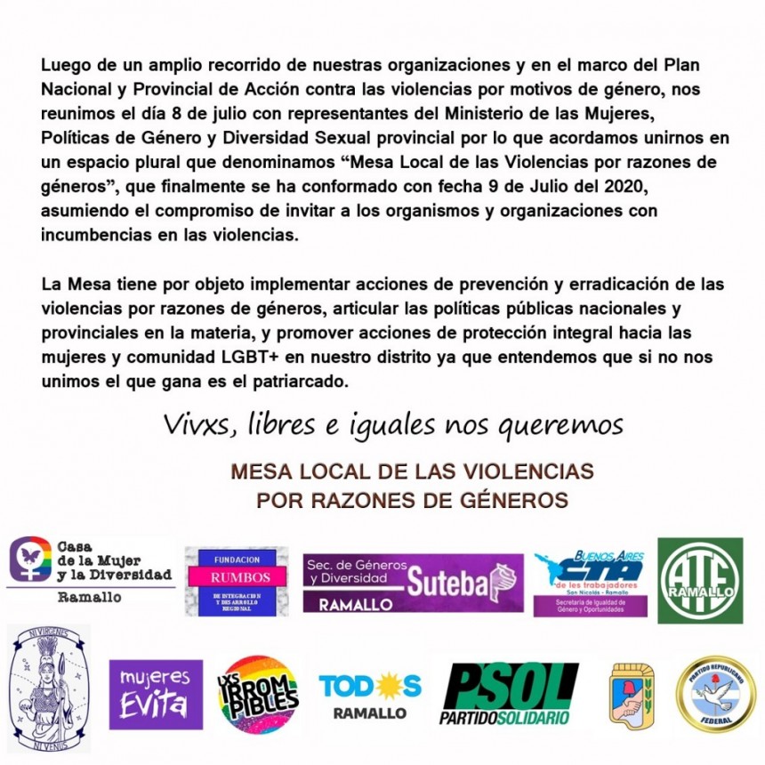 Conformación de la Mesa Local de Violencias en el Partido de Ramallo
