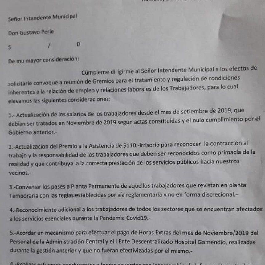 El SOEM también solicitó que se reuna la mesa paritaria