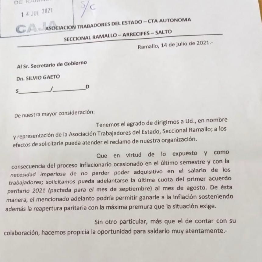 ATE pidió adelantar la última cuota de la paritaria municipal y que se convoque nuevamente para discutir salarios