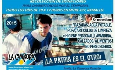 La Campora Ramallo realiza una campa&ntilde;a para llevar donaciones a los inundados