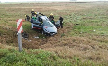 Despiste y vuelco en la ruta 9