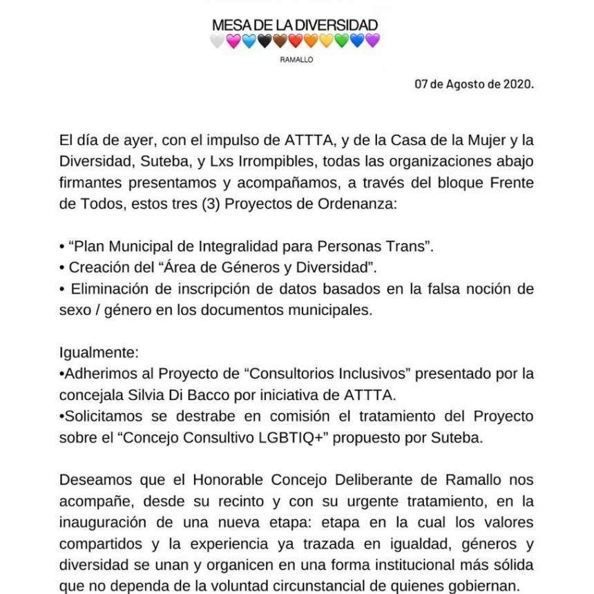 Petición de la Mesa de la Diversidad al gobierno local