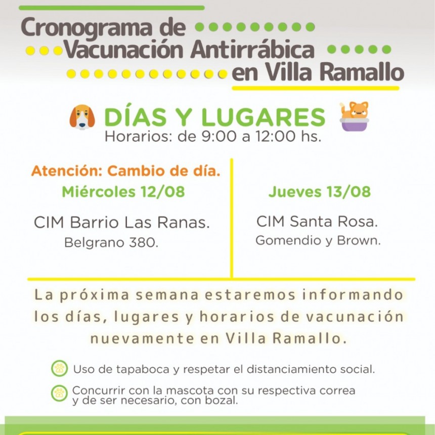 Cronograma de vacunación Antirrábica