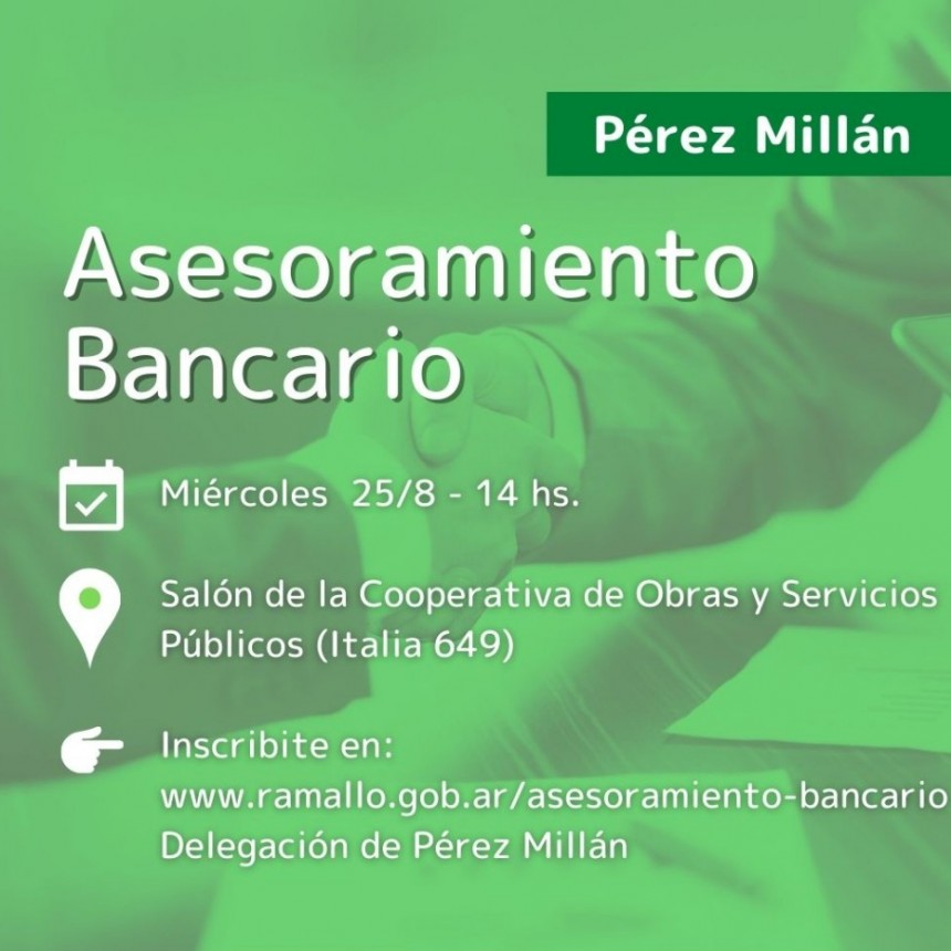 Encuentro de asesoramiento bancario para comerciantes de Pérez Millán