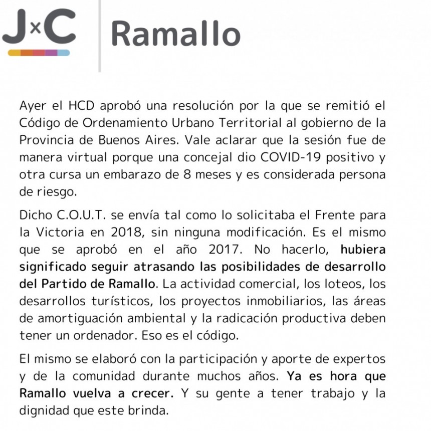 Juntos por el cambio y su posición del COUT