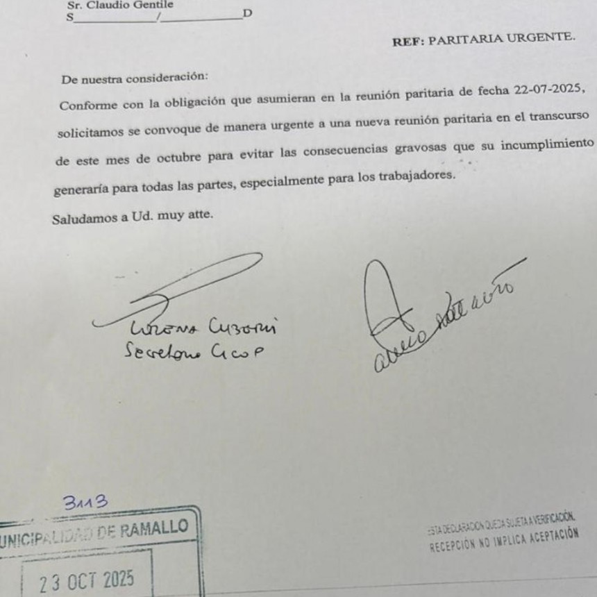 CICOP Ramallo pidió reabrir la paritaria de octubre