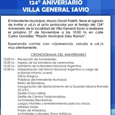 Villa General Savio festeja