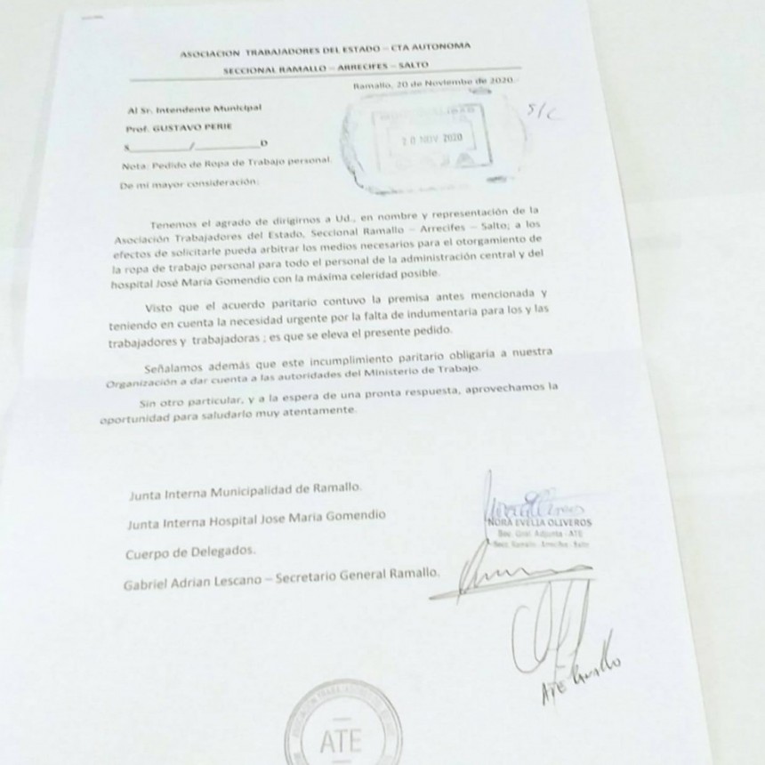 Pedido de ATE al gobierno municipal