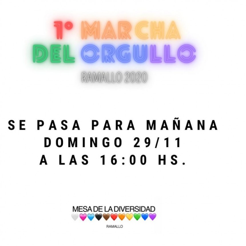 Este domingo se realizará la primera marcha del orgullo en Ramallo