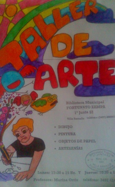 Taller de arte en la biblioteca popular Fortunato Zampa